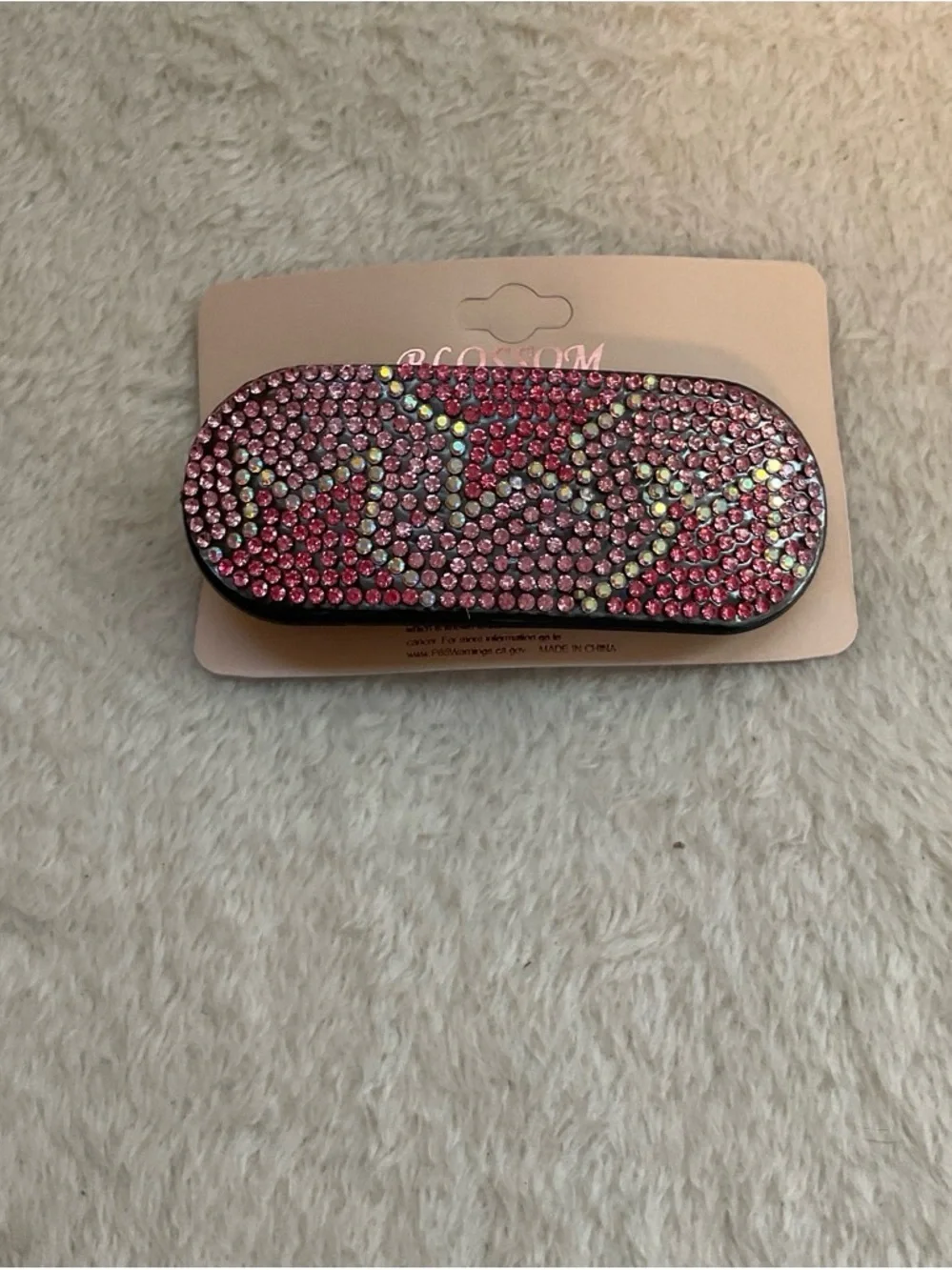 Rhinestone Embellished Pink Barrette Hair Clip - Unbranded
